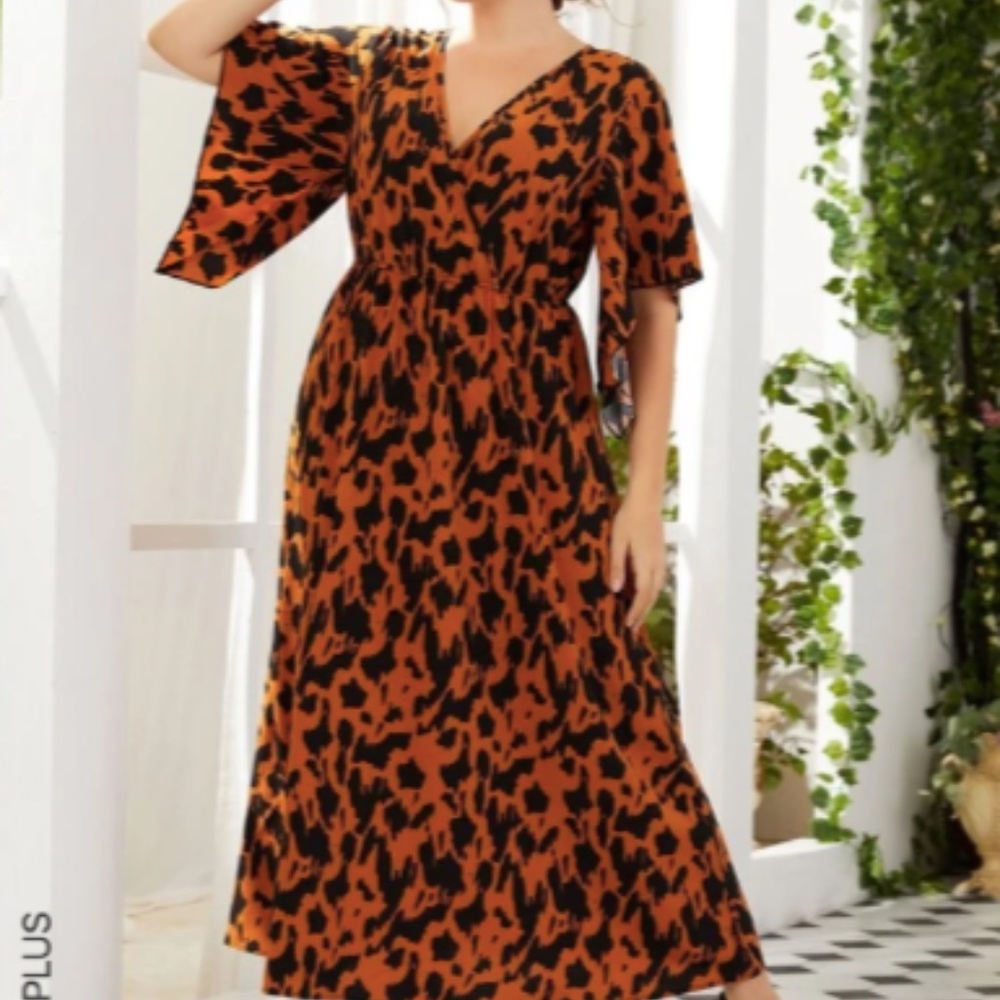SHEIN Dolman Sleeve Animal Print Maxi Dress - 4XL US 18/20 **3 FOR 30**